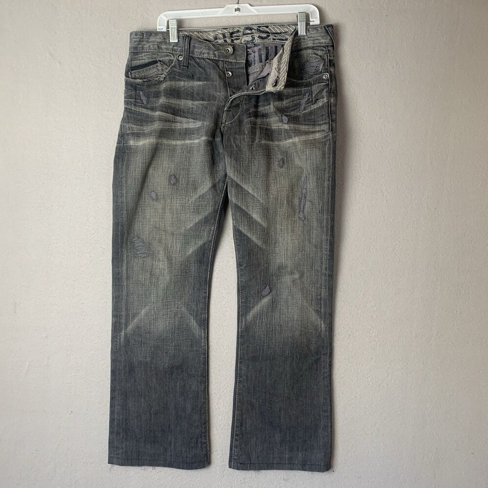 Vintage Guess Falcon Boot Cut Jean Men 34x30 Faded Black Y2K 90s Grunge Hip Hop